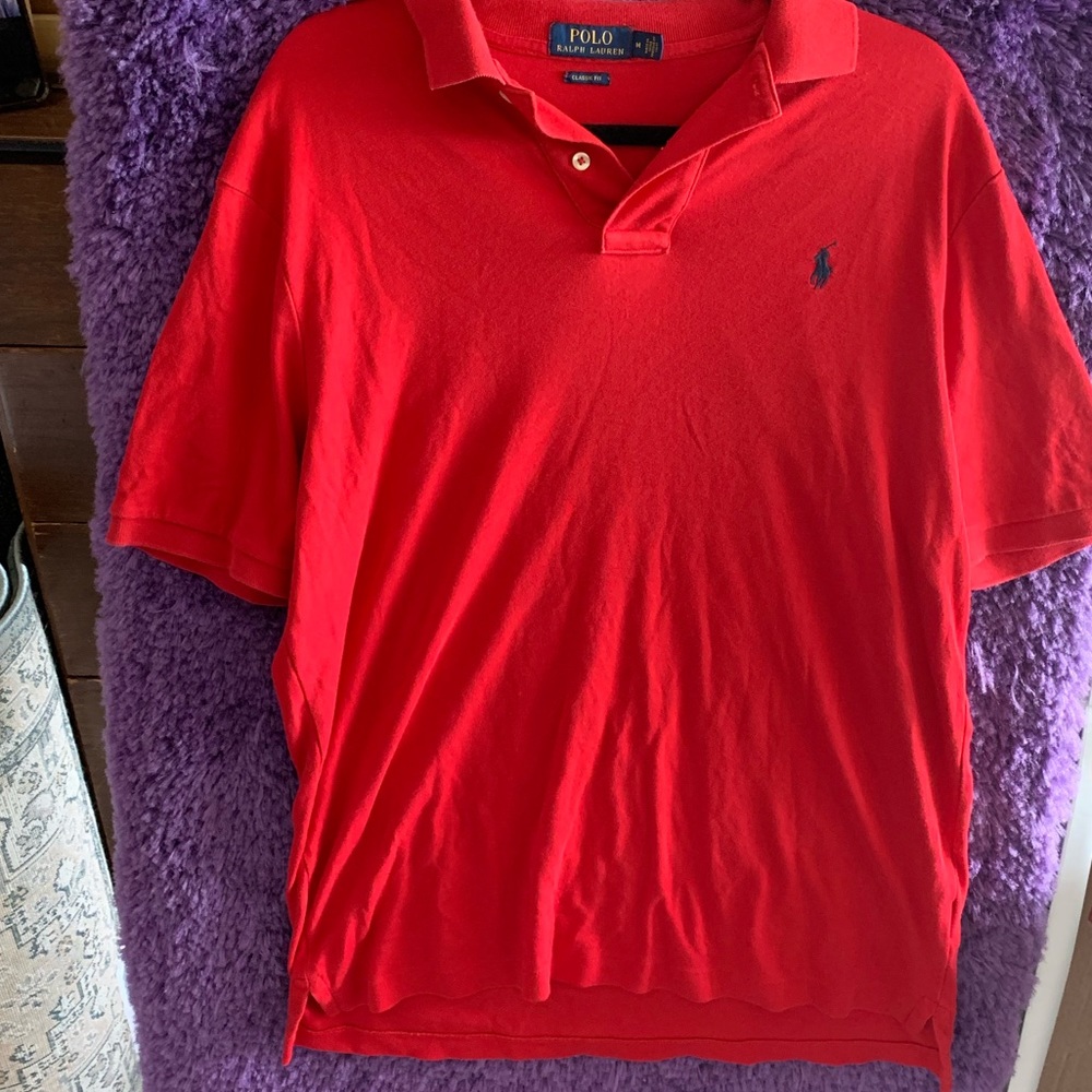 Red polo collard shirt